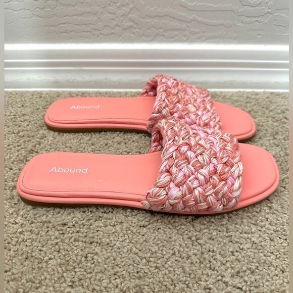 ABOUND | Pink Woven Slide Sandals Women’s Braided Summer Flats | Size 9 - Picture 2 of 6